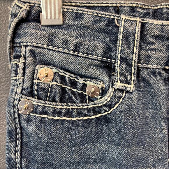 True Religion 2T Jeans Adjustable Waist Streetwear Thick Stitch Hip Hop Straight - Picture 9 of 16